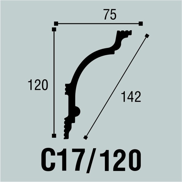 Плинтус потолочный C 17/120 Bello Deco 120мм×75мм×2м
