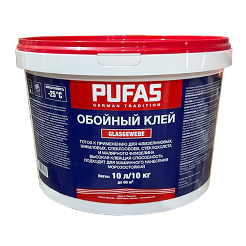 Клей готовый Pufas glasgewebe для всех видов обоев морозостойкий 10кг