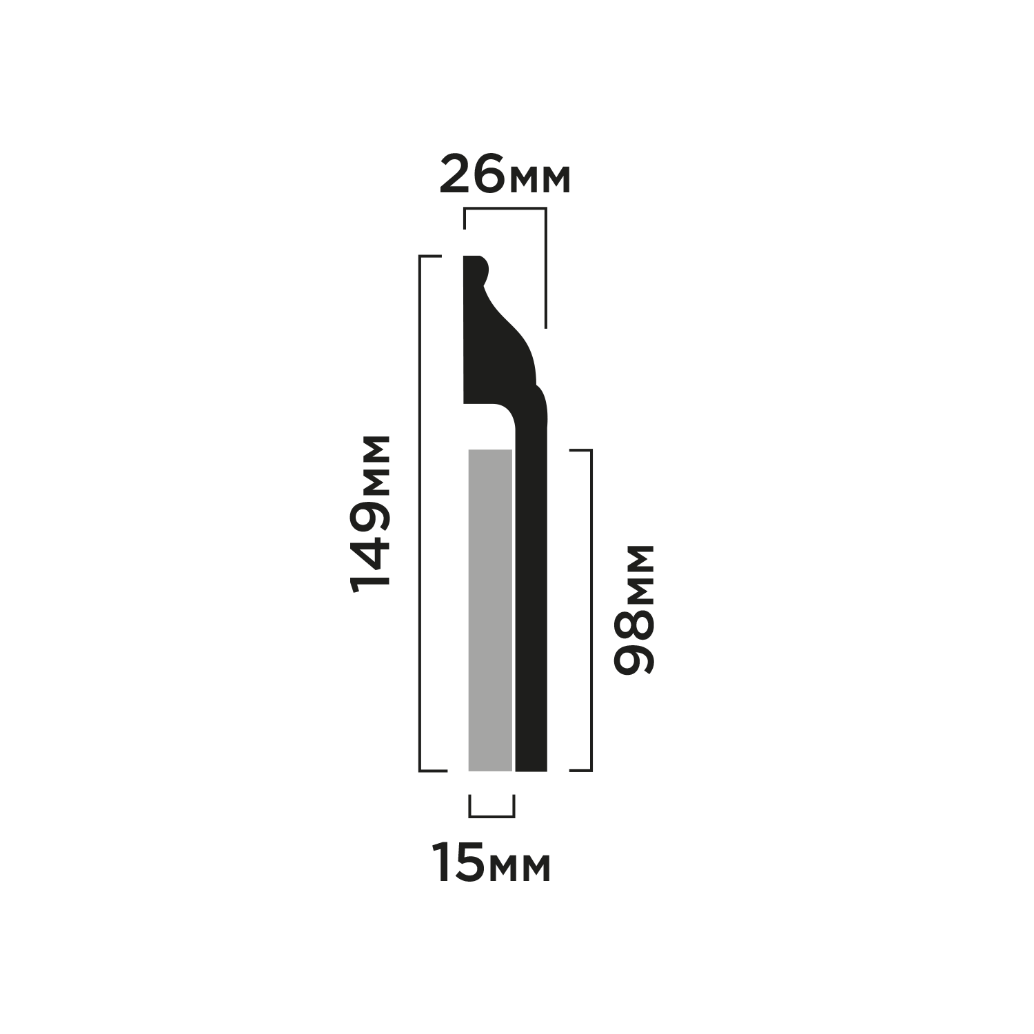Плинтус B150 Hiwood 149мм×26мм×2м