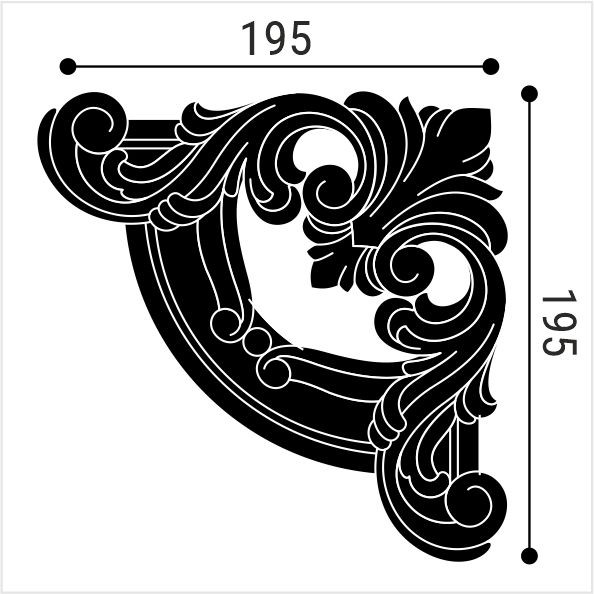 Угол декоративный М12У3 Bello Deco к молдингу накладной 195×195мм