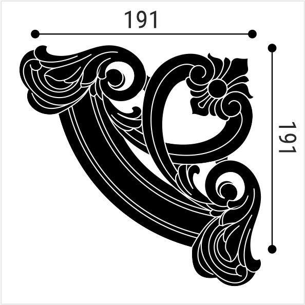 Угол декоративный М12У4 Bello Deco к молдингу накладной 191×191мм