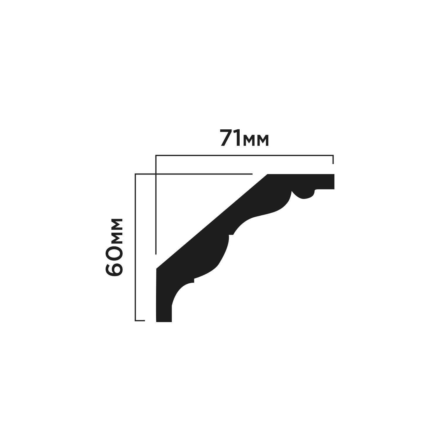 Карниз A90E2 Hiwood 60мм×71мм×2м