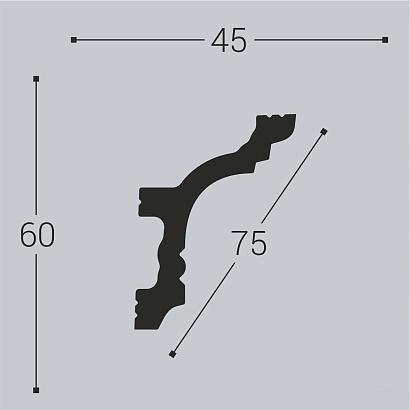 Карниз потолочный К9 Bello Deco 60мм×45мм×2м